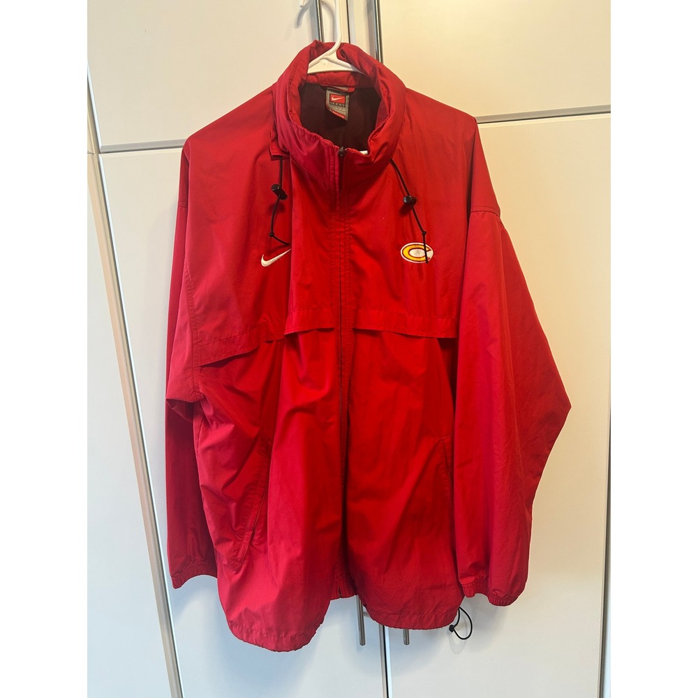 Nike Team Fit Storm Mens XL Red Full Zip Windbreaker Jacket Embroidered Swoosh